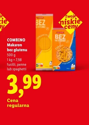 Makaron bez glutenu spaghetti Combino promocja w Lidl