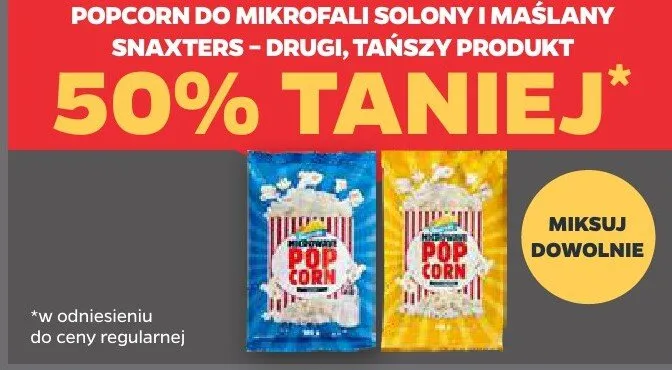 Popcorn do mikrofali maślany Snaxters promocja w Netto