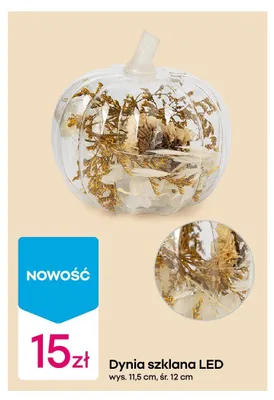 Dynia szklana LED wys. 11,5 cm śr. 12 cm promocja w Pepco
