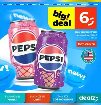 Napój gazowany Pepsi Zero Sugar Raspberry Ripple promocja w Dealz