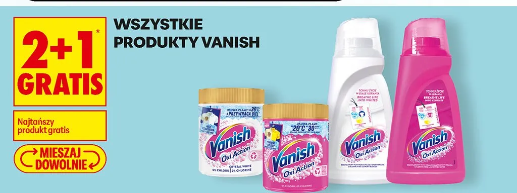 Wszystkie produkty Vanish 2+1 GRATIS promocja w Biedronka