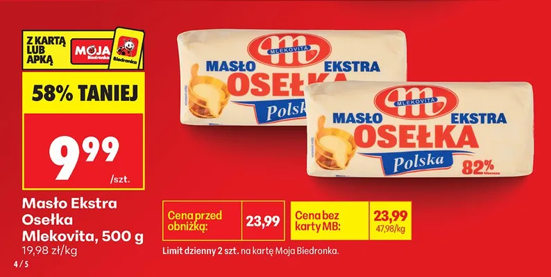 Masło ekstra Osełka 500 g promocja w Biedronka