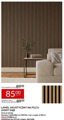 Lamel akustyczny na filcu jasny dąb promocja w Abra Meble