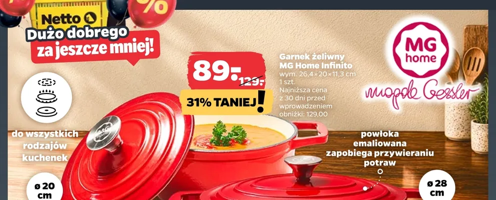 Garnek żeliwny Mg Home Infinito promocja w Netto
