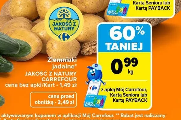 Ziemniaki jadalne Jakość z Natury Carrefour promocja w Carrefour