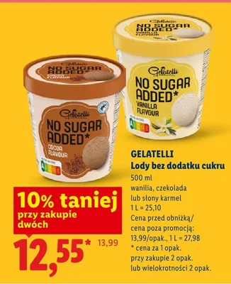 Lody bez dodatku cukru wanilia Gelatelli promocja w Lidl