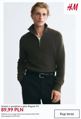 Sweter z suwakiem u góry Regular Fit H & M promocja w H&M
