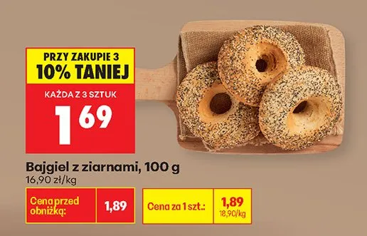 Bajgiel z ziarnami promocja w Biedronka