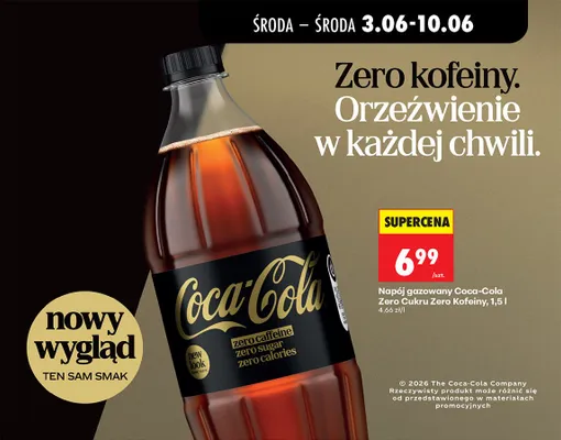 Napój gazowany Coca-Cola Zero Cukru Zero Kofeiny promocja w Biedronka