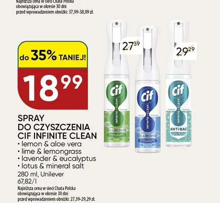 Spray do czyszczenia Cif Infinite Clean lotus & mineral salt promocja w Chata Polska