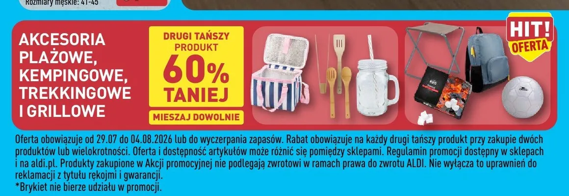 Akcesoria plażowe kempingowe trekkingowe i grillowe promocja w Aldi