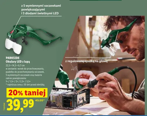 Okulary LED z lupą PARKSIDE promocja w Lidl