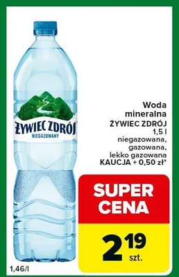 Woda mineralna Żywiec Zdrój niegazowana, gazowana, lekko gazowana promocja w Carrefour Express