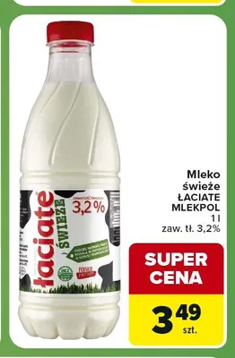 Mleko świeże Łaciate 3,2% promocja w Carrefour Express