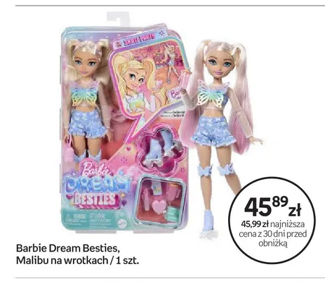 Lalka Barbie Dream Besties Malibu na wrotkach promocja w Empik