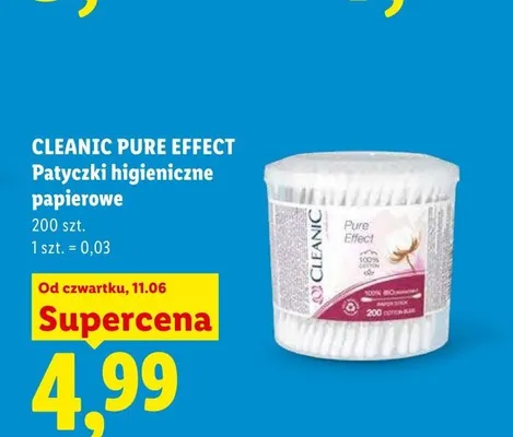 Patyczki higieniczne papierowe Cleanic Pure Effect promocja w Lidl