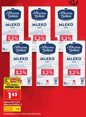 Mleko UHT 3,2% Mleczna Dolina promocja w Biedronka