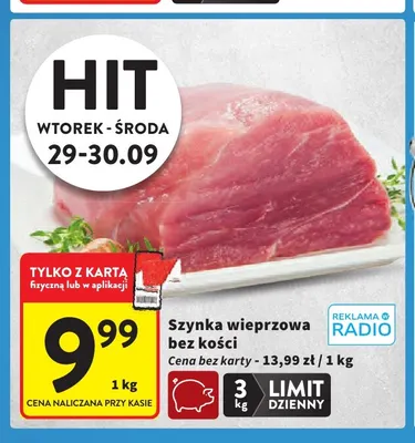 Szynka wieprzowa bez kości promocja w Intermarche