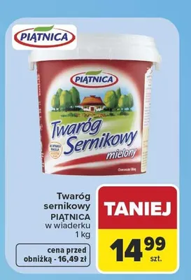 Twaróg sernikowy bez laktozy Piątnica promocja w Carrefour