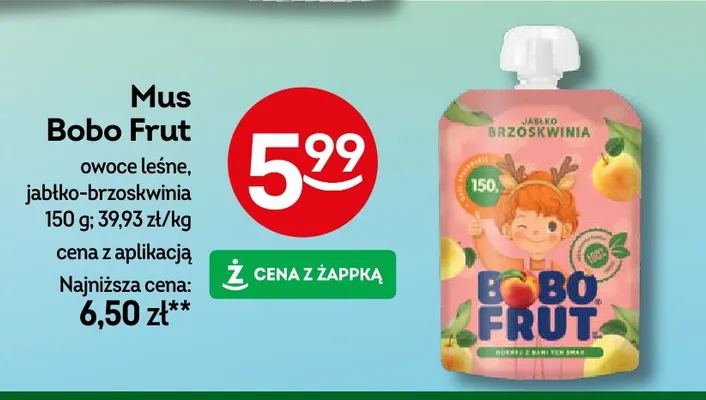 Mus Bobo Frut jabłko-brzoskwinia promocja w Żabka