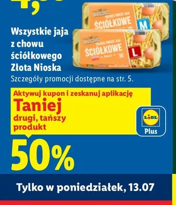 Jaja z chowu ściółkowego klasa L Złota Nioska promocja w Lidl