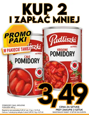Pomidory całe Pudliszki promocja w Kupiec