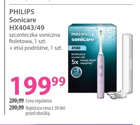Szczoteczka soniczna fioletowa + etui podróżne Philips Sonicare HX4043/49 promocja w Hebe