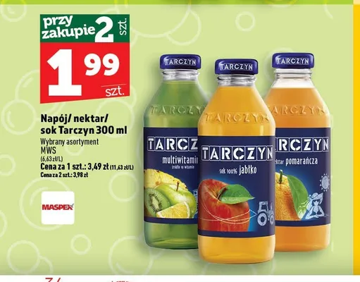 Sok Tarczyn jabłko 300 ml promocja w TOPAZ