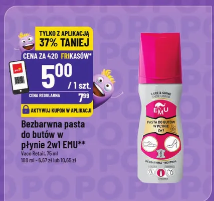 Bezbarwna pasta do butów w płynie 2w1 promocja w POLOmarket