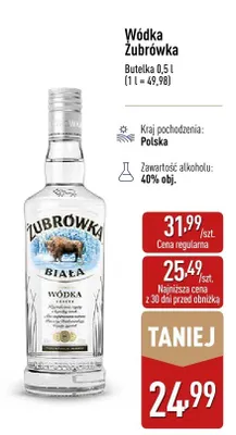 Wódka Żubrówka Biała promocja w Aldi
