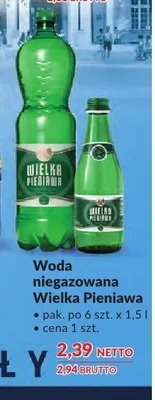 Woda niegazowana Wielka Pieniawa promocja w Makro