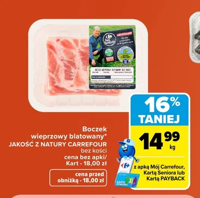 Boczek wieprzowy blatowany bez kości Jakość z Natury Carrefour promocja w Carrefour