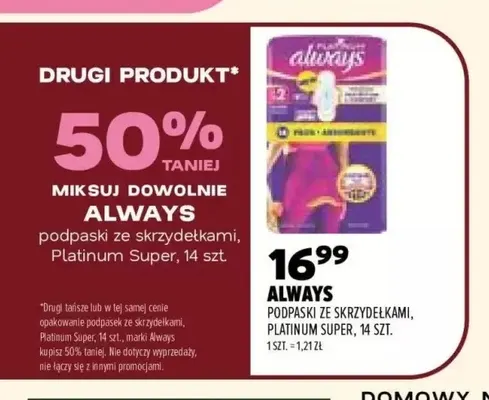 Podpaski ze skrzydełkami Platinum Super Always promocja w Drogerie Natura