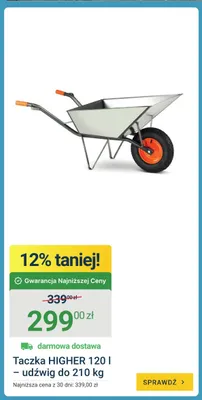 Taczka HIGHER 120l – udźwig do 210kg promocja w ERLI