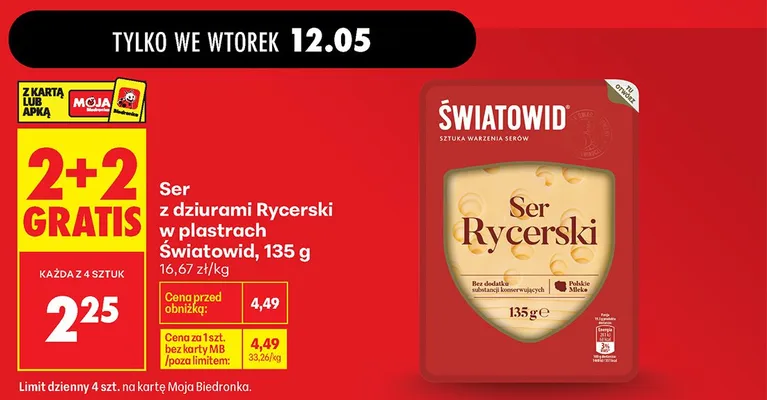 Ser z dziurami Rycerski w plastrach Światowid promocja w Biedronka