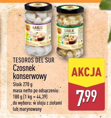 Czosnek konserwowy marynowany TESOROS DEL SUR promocja w Aldi