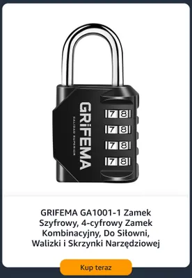 Zamek szyfrowy GA1001-1 4-cyfrowy Grifema promocja w Amazon