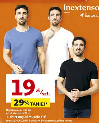 T-shirt męski Muscle Fit promocja w Auchan