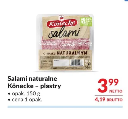 Salami naturalne w plastrach Könecke promocja w Makro