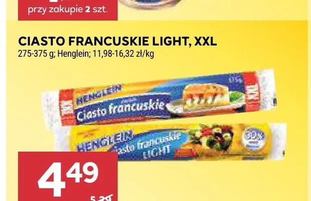Ciasto francuskie Light Henglein promocja w Stokrotka