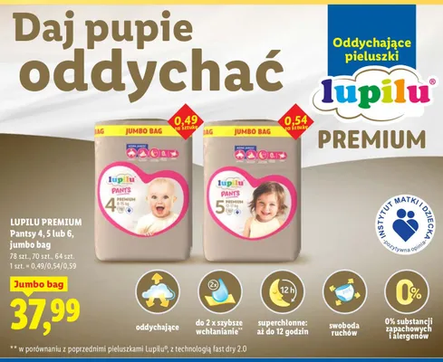 Pieluszki pantsy 4, 5 lub 6, jumbo bag promocja w Lidl