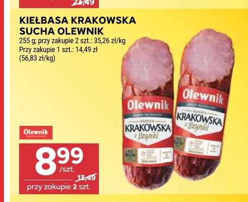 Kiełbasa krakowska sucha Olewnik promocja w Stokrotka