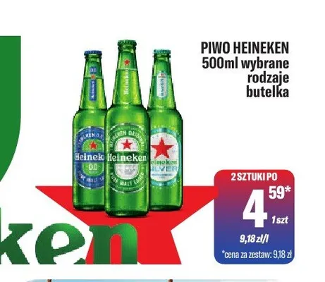 Piwo Heineken wybrane rodzaje promocja w Tomi Markt