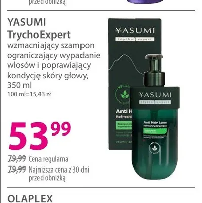 Wzmacniający szampon ograniczający wypadanie włosów i poprawiający kondycję skóry głowy YASUMI TrychoExpert promocja w Hebe