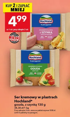 Ser kremowy w plastrach Hochland Gouda promocja w LEWIATAN
