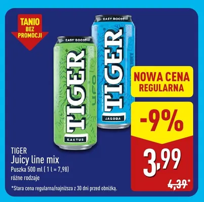 Napój energetyczny Tiger Juicy line mix Kaktus promocja w Aldi