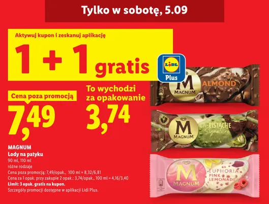 Lody na patyku Euphoria Pink Lemonade Magnum promocja w Lidl