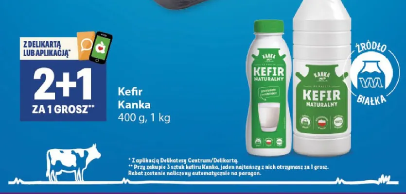 Kefir naturalny Kanka promocja w Delikatesy Centrum