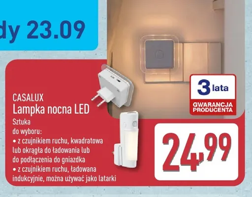 Lampka nocna LED Casalux promocja w Aldi