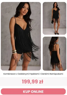 Kombinezon z ozdobnymi frędzlami i cienkimi ramiączkami Renee promocja w Renee